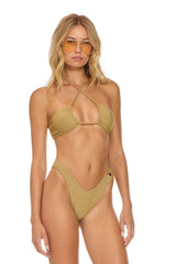 SPARKLE ST TROPEZ BANDEAU HALTER BIKINI TOP - SAND