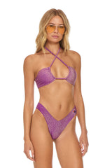 SPARKLE ST TROPEZ SCRUNCH CHEEKY BIKINI BOTTOMS - GRAPE