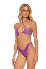 SPARKLE ST TROPEZ SCRUNCH CHEEKY BIKINI BOTTOMS - GRAPE