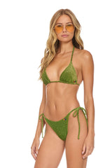 SPARKLE TURKS SIDE TIE CHEEKY BIKINI BOTTOMS - ARMY