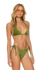 SPARKLE TURKS SIDE TIE CHEEKY BIKINI BOTTOMS - ARMY