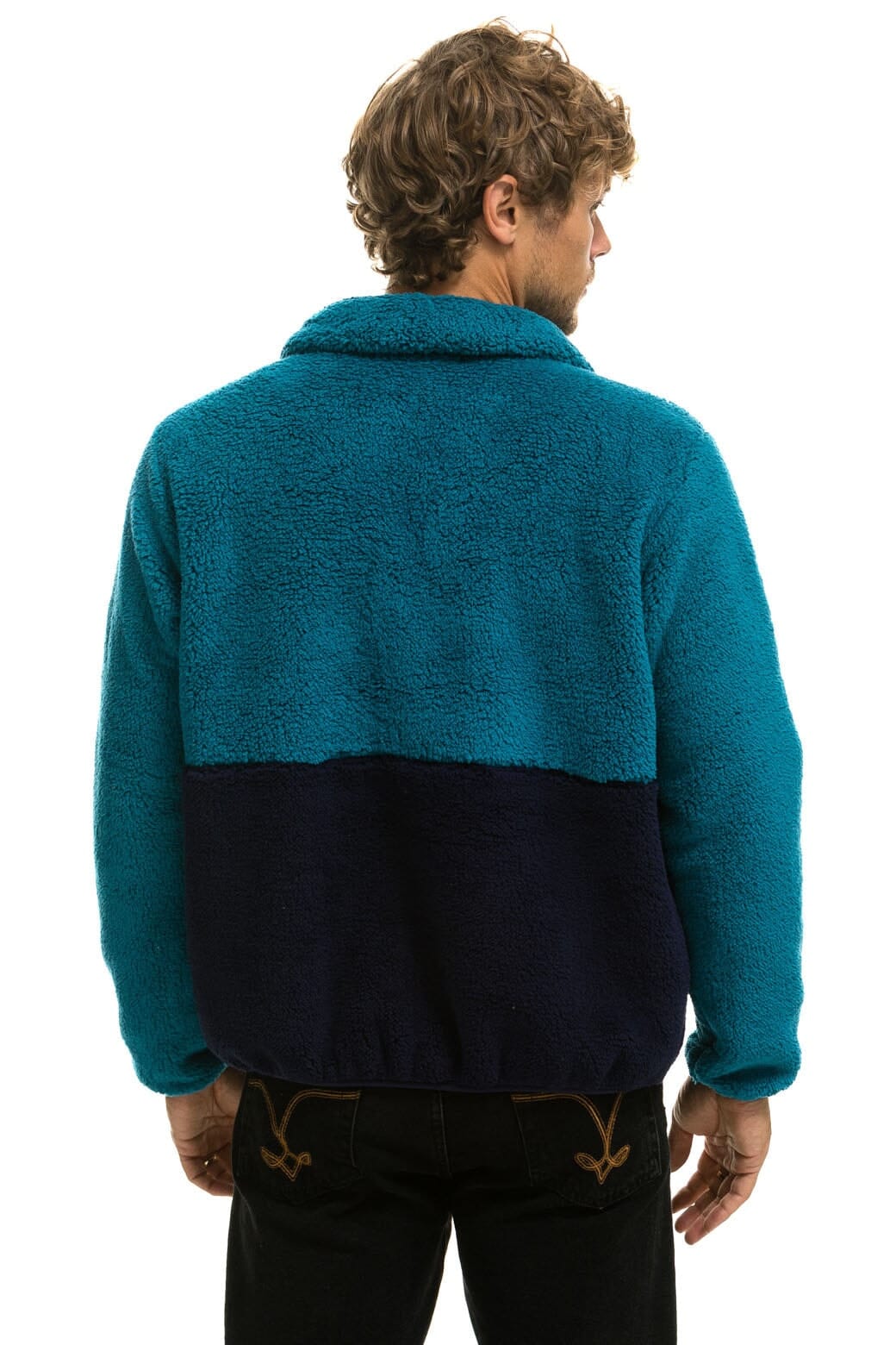 TEDDY UNISEX HALF ZIP COLOR BLOCK JACKET - CAPRI