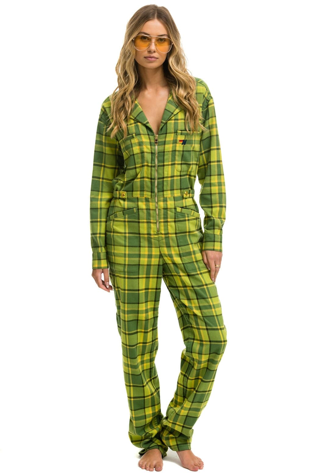 UNISEX PLAID FLIGHT SUIT - AVOCADO PLAID