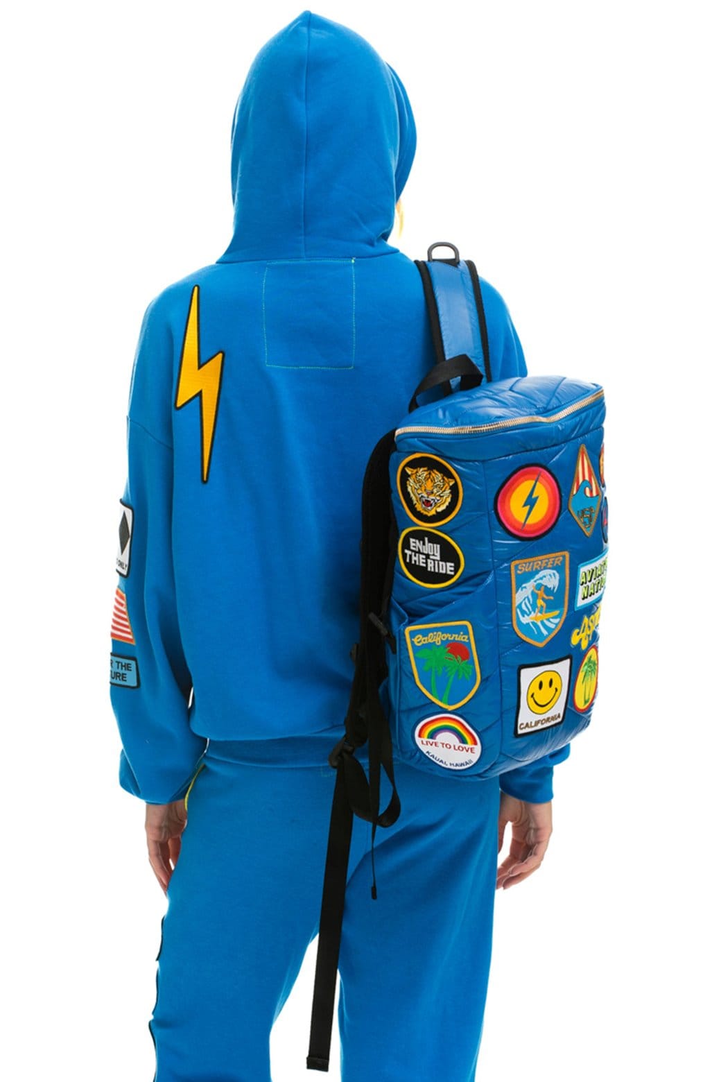VINTAGE PATCH PUFFER BACKPACK - SNORKEL BLUE GLOSSY