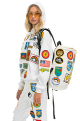 VINTAGE PATCH PUFFER BACKPACK - WHITE GLOSSY