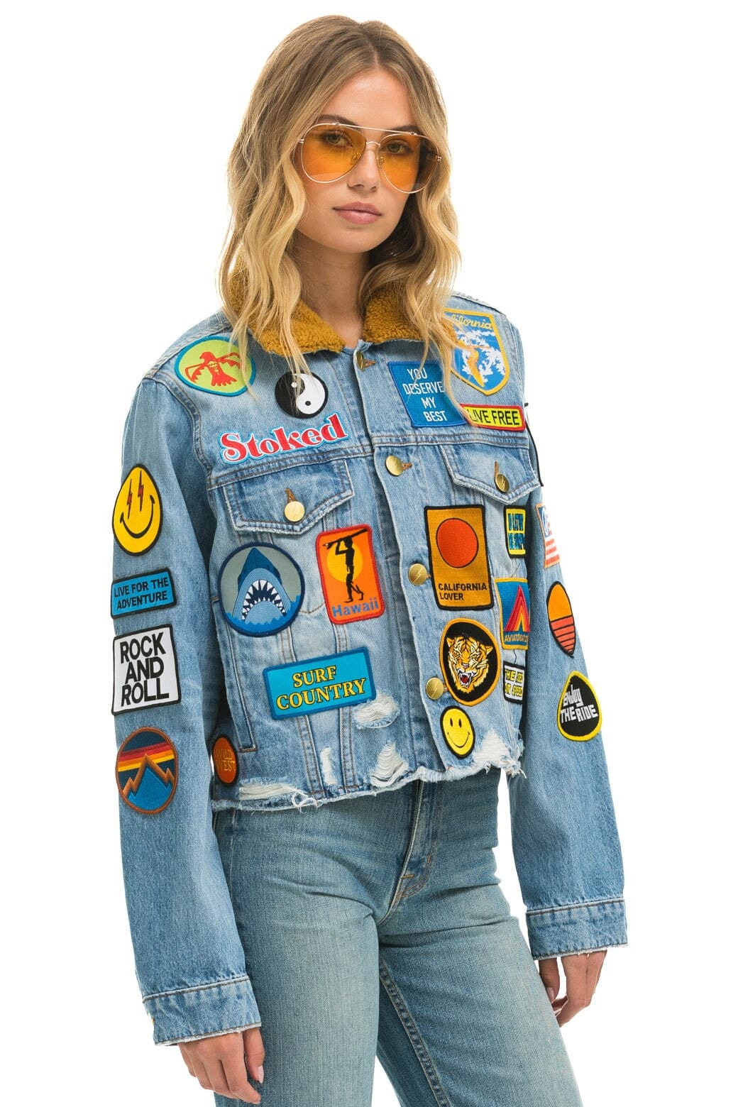 VINTAGE PATCH CROP DENIM JACKET - SUPER LIGHT