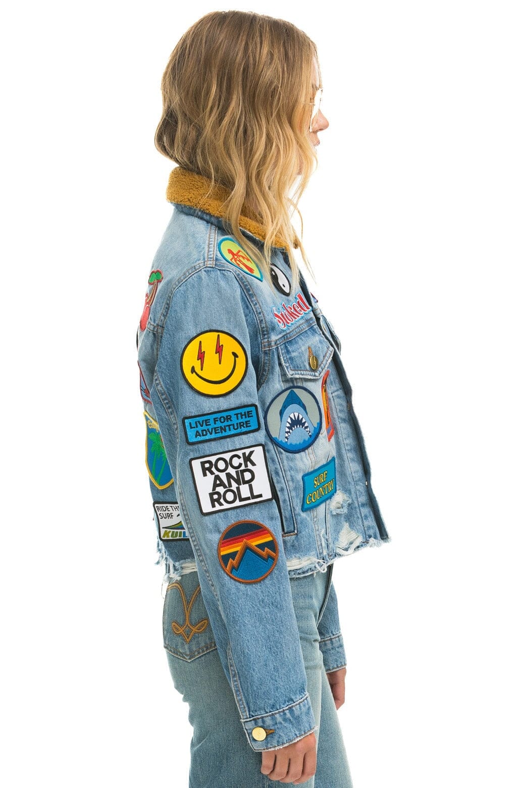 VINTAGE PATCH CROP DENIM JACKET - SUPER LIGHT