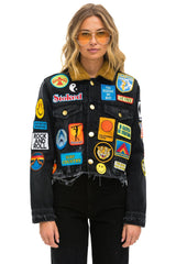 VINTAGE PATCH UNISEX DENIM JACKET - VINTAGE BLACK