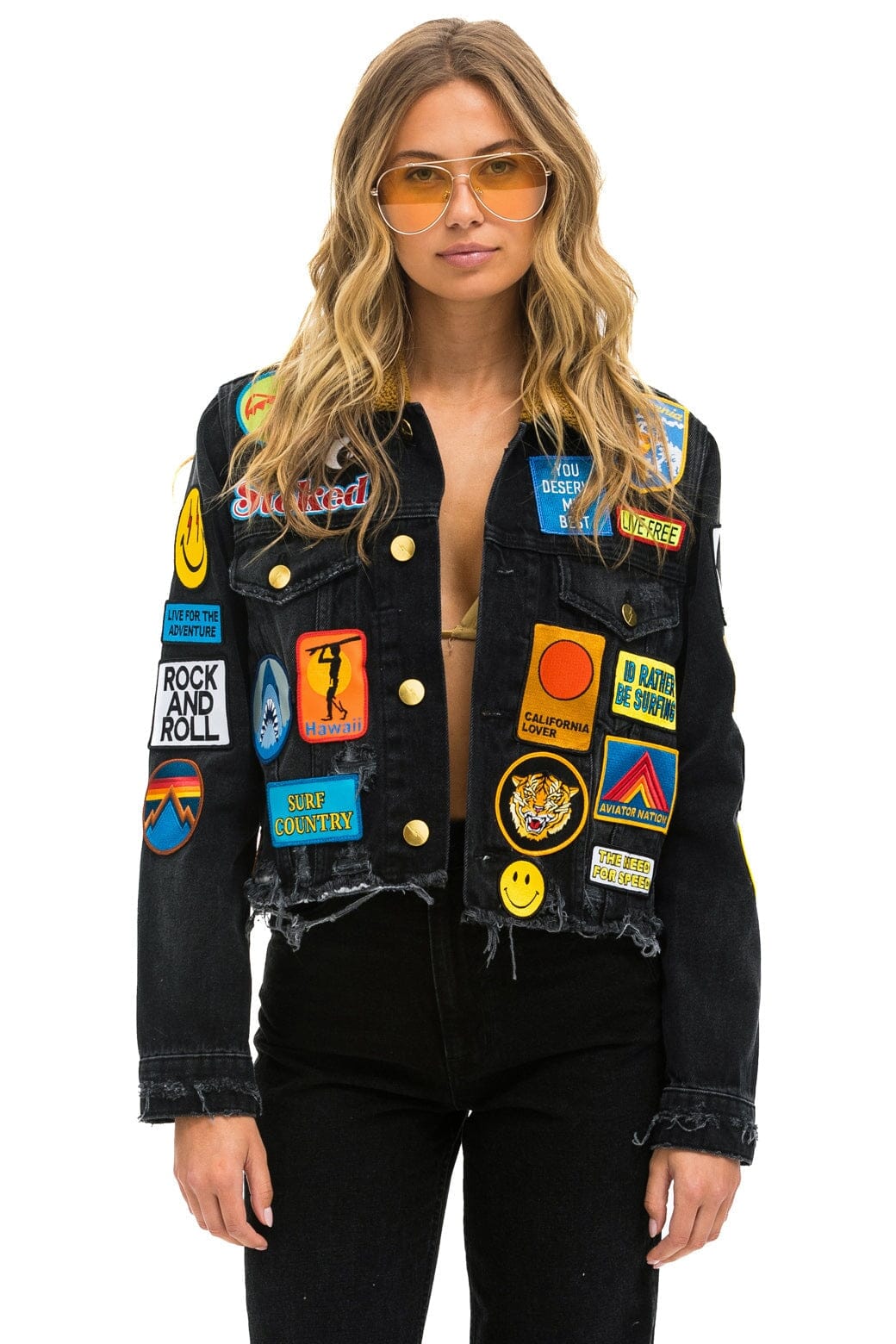 VINTAGE PATCH UNISEX DENIM JACKET - VINTAGE BLACK