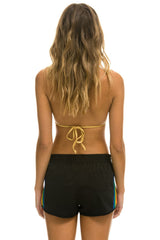 WOMEN'S 5 STRIPE FLEX BOARD SHORTS - BLACK // RAINBOW