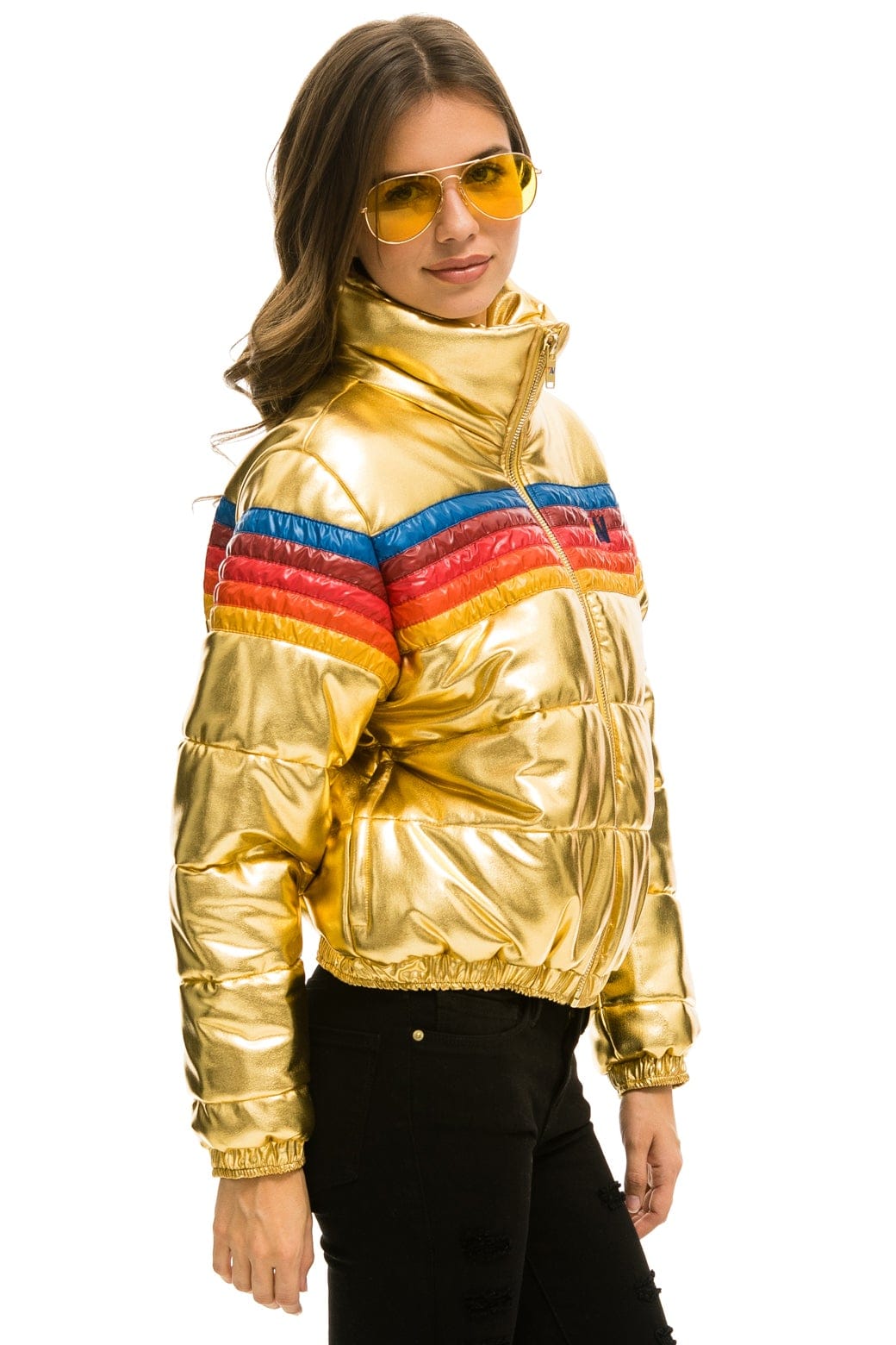 5 STRIPE APRES JACKET - GLOSSY GOLD