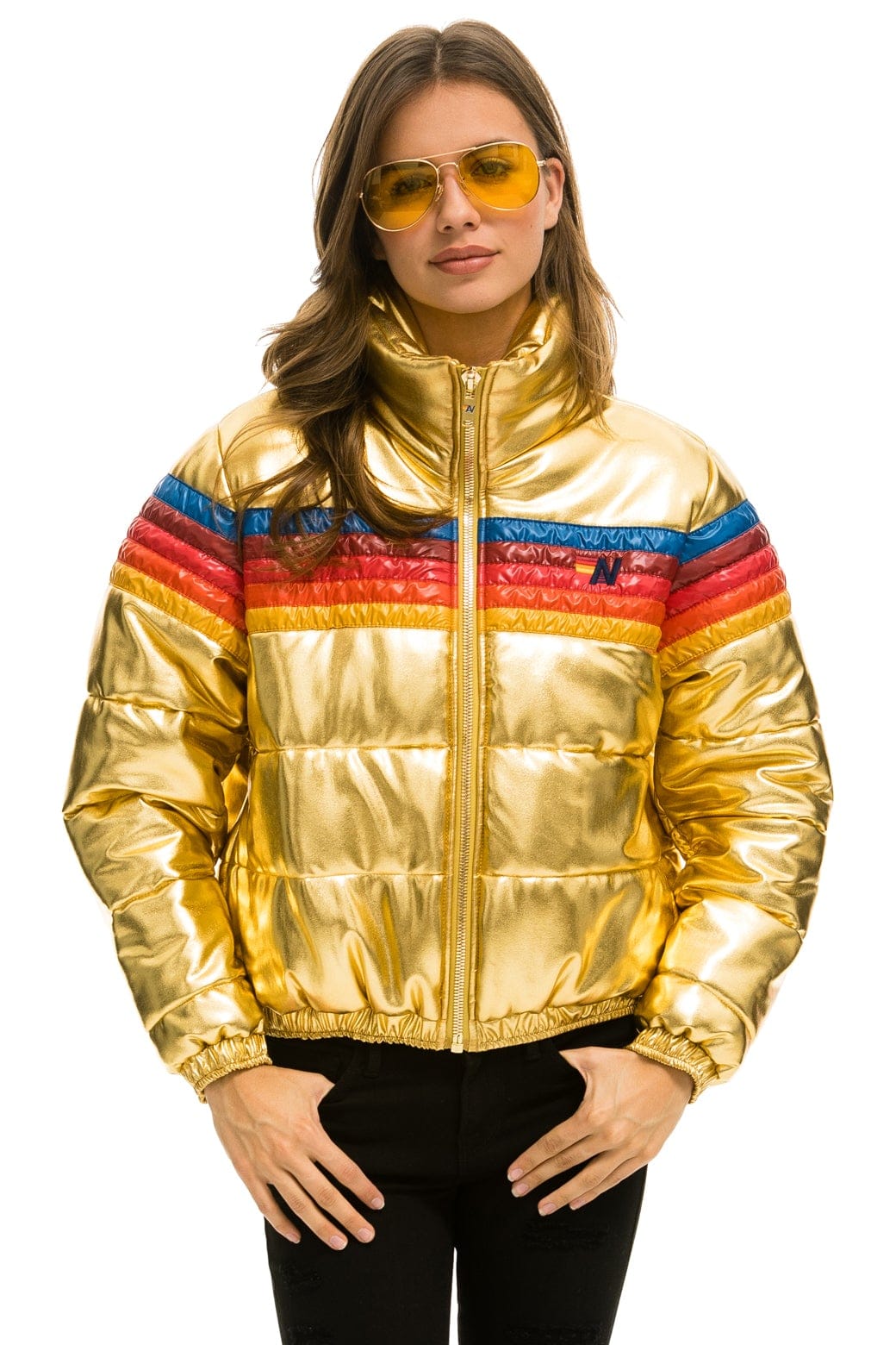 5 STRIPE APRES JACKET - GLOSSY GOLD