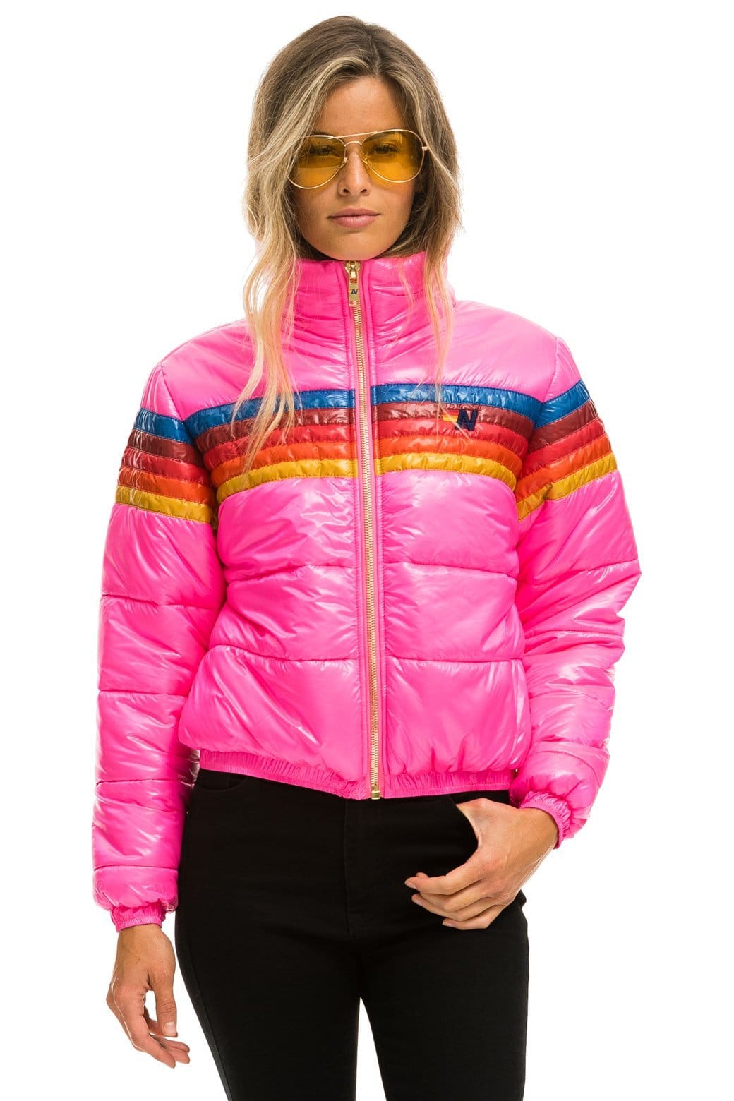 5 STRIPE APRES JACKET - GLOSSY NEON PINK
