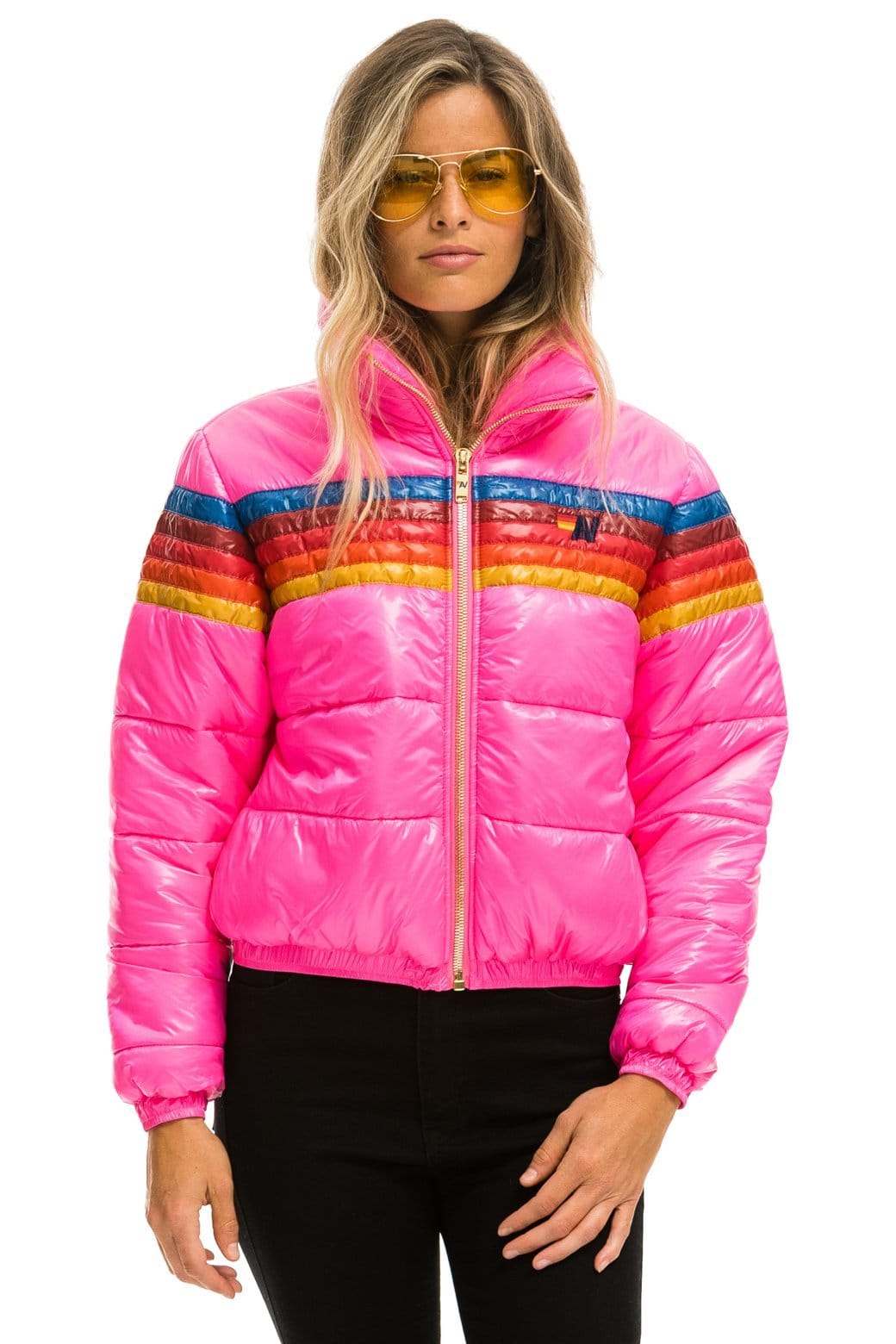 5 STRIPE APRES JACKET - GLOSSY NEON PINK