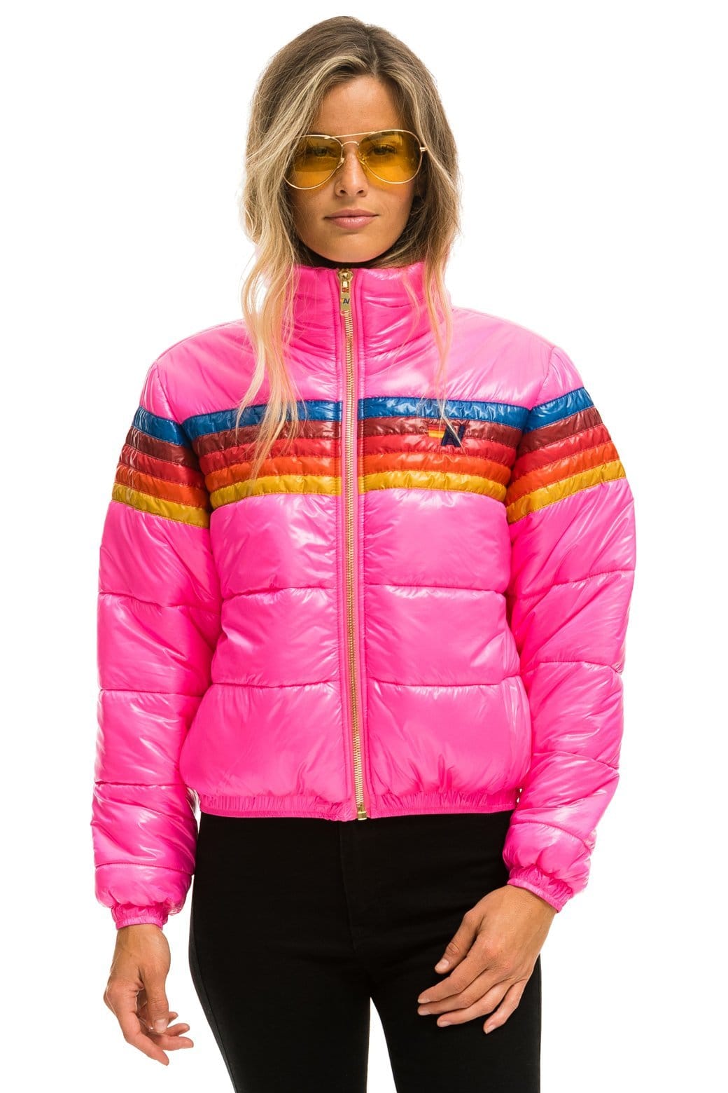 5 STRIPE APRES JACKET - GLOSSY NEON PINK