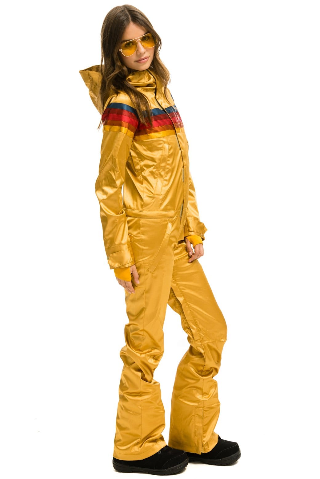 WOMEN'S 5 STRIPE SATIN POWDER SUIT - CHAMPAGNE