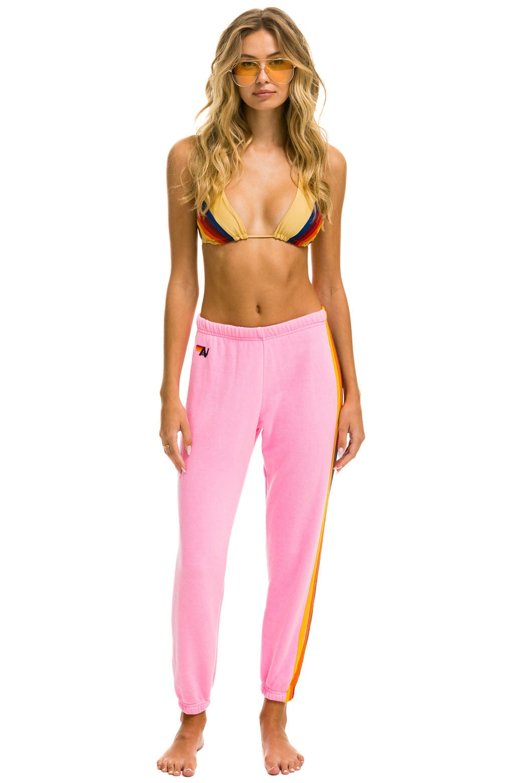 5 STRIPE SWEATPANTS - NEON PINK