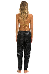 WOMEN'S 5 STRIPE WIND PANT - BLACK GLOSSY