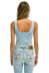DENIM TOP ZIP FRONT BUSTIER - SUPER LIGHT