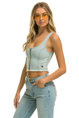 DENIM TOP ZIP FRONT BUSTIER - VINTAGE